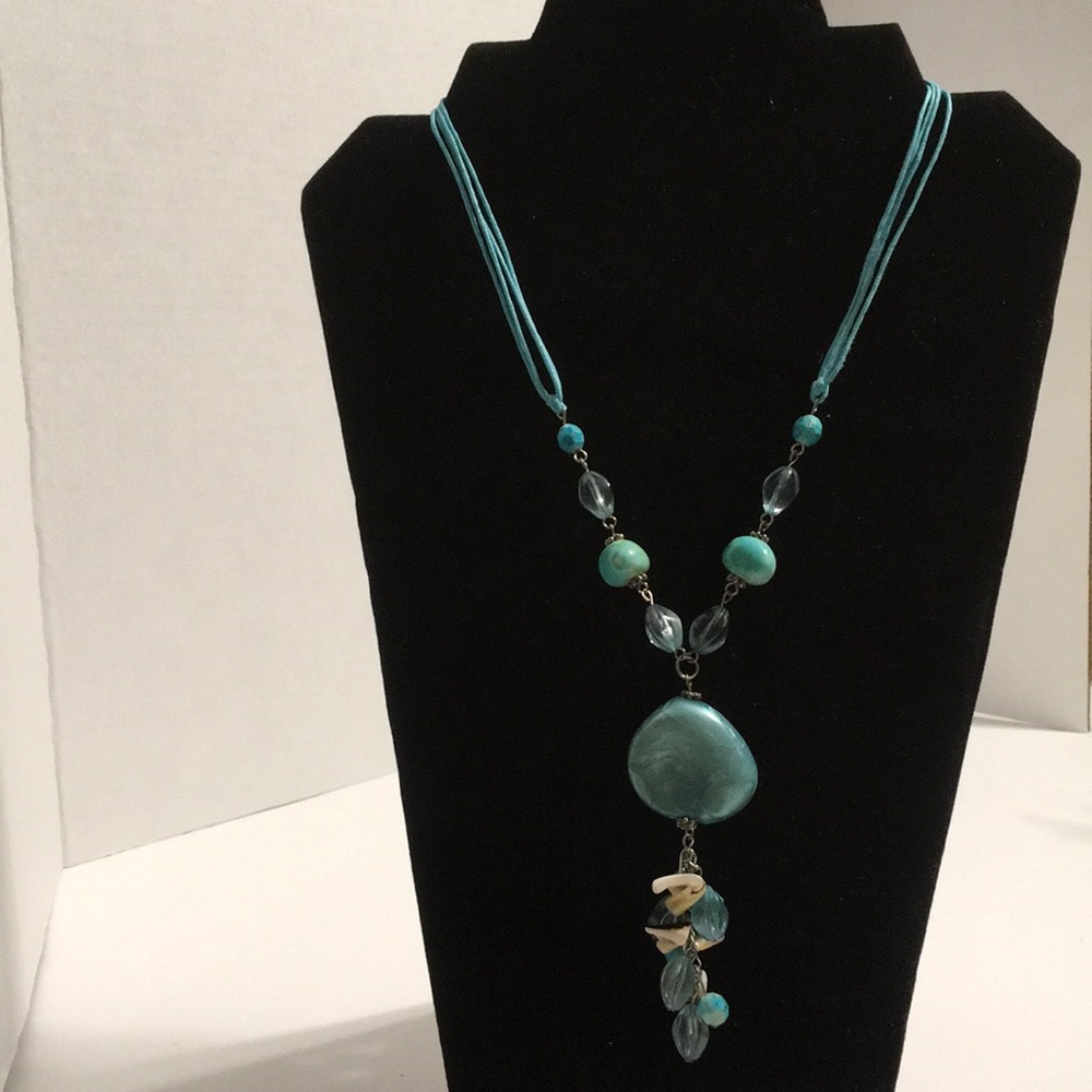 Leather and beaded necklace